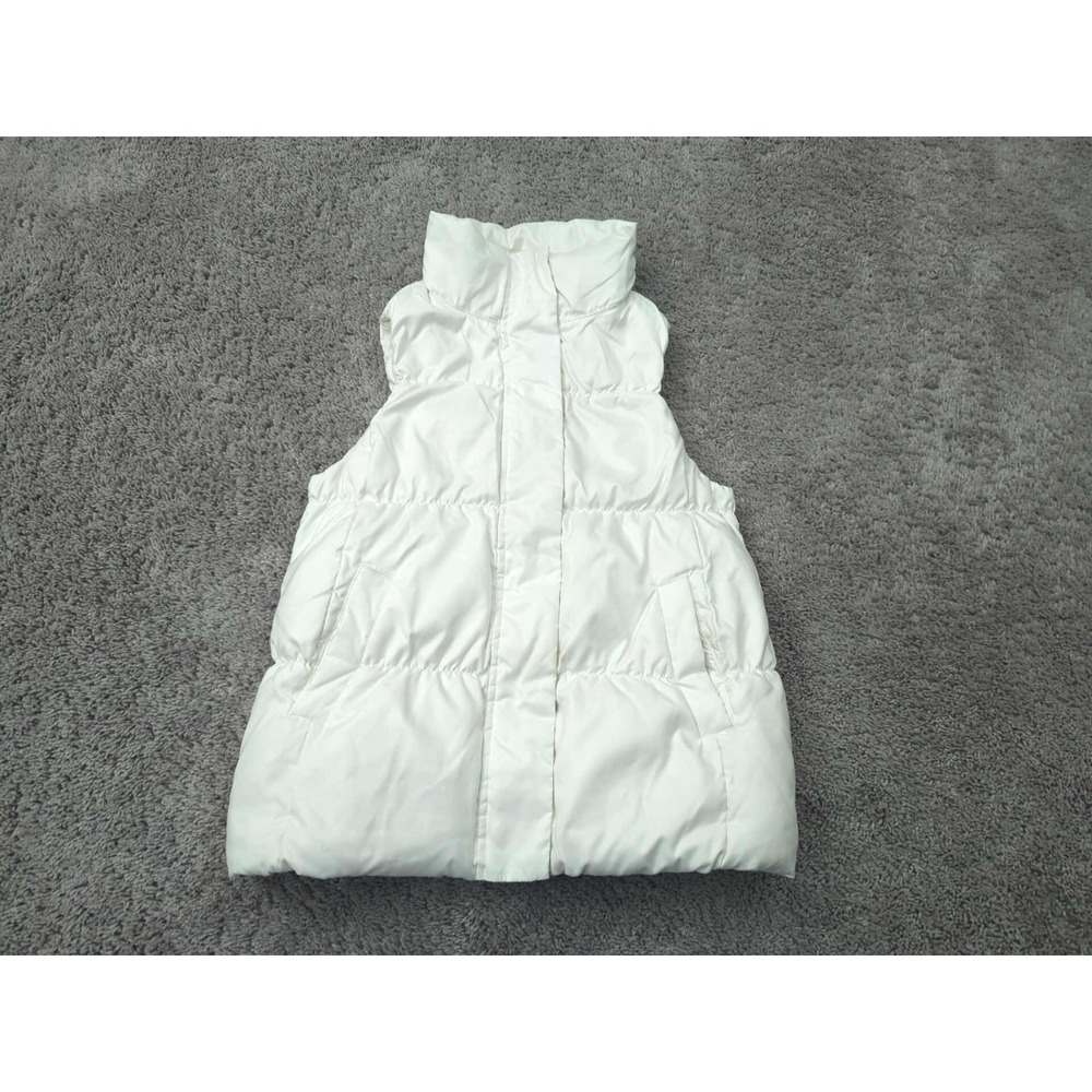 GAP Puffer Vest Womens M White Full Zip Quilted Layering Outdoor